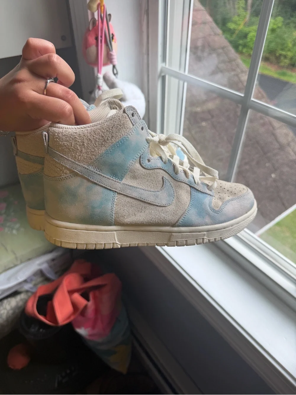 Nike Women's High-Top Sneakers in White and Light Blue